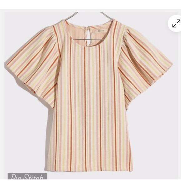 Madewell Flutter Sleeve Striped Top Size Small Style MD081 - Picture 3 of 9